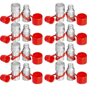 Skid Steer Hydraulic Quick Connect Set: 1/2-Inch Body Coupler and 1/2-Inch NPT Quick Connect, ISO 16028 Compliant, 27.6 MPa Rating, 8-Pair Hydraulic Couplers, Durable Quick Connect System for Skid Steer Loaders and Attachments