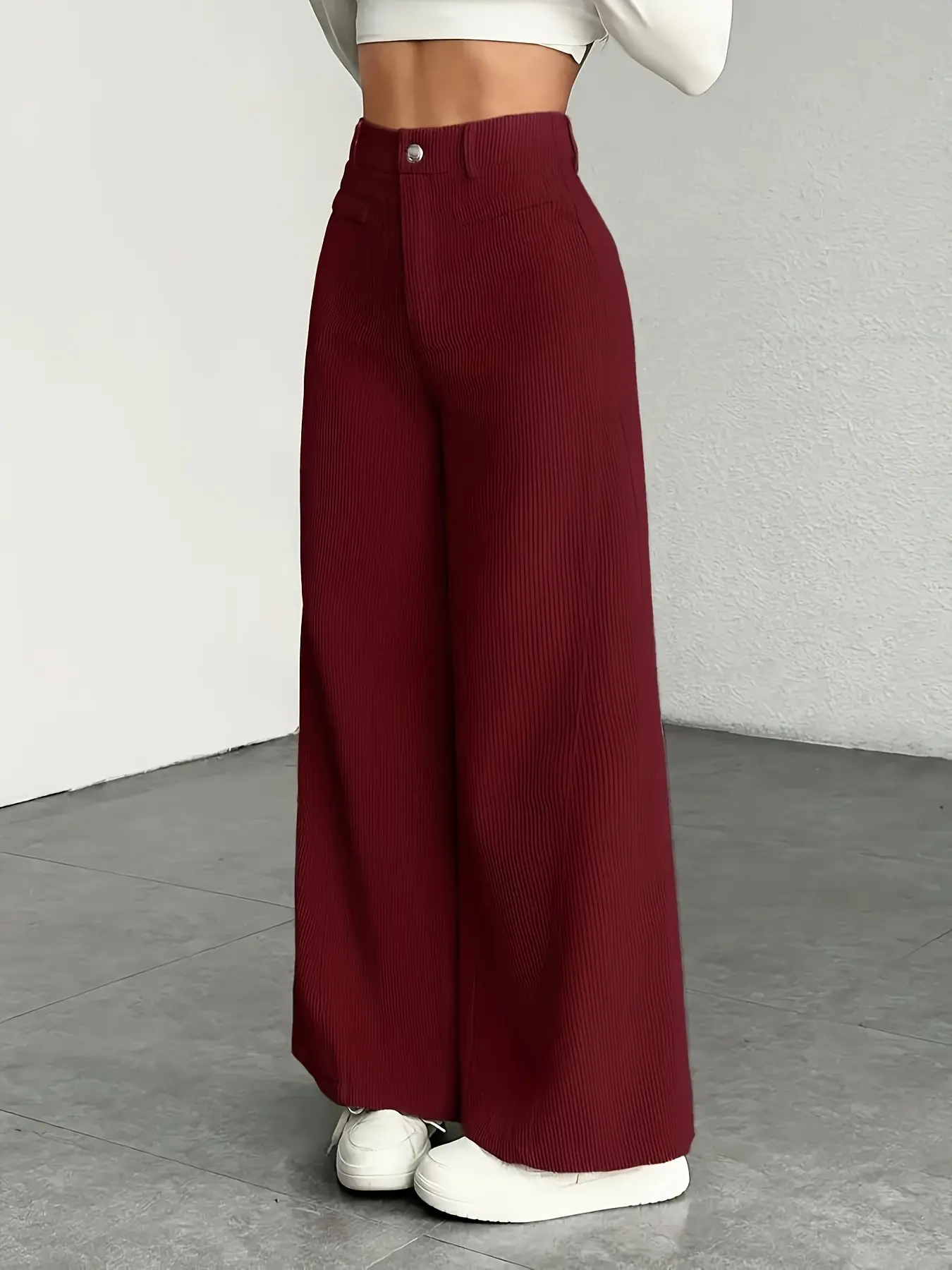 Women's Autumn and Winter Holiday Straight-Leg Pants Trendy Street Casual Elegant Youthful Simple Campus Vintage Natural Versatile Everyday Textured Casual Stylish Literary Unique Young Sports Work Outdoor Urban Loose Corduroy