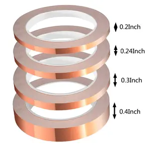 [4 Rolls of Conductive Copper Tape] 4 Rolls of 5/6/8/10mm*20m Copper Foil Tape with Conductive Adhesive for Guitar,EMI Shielding,Crafts,and Electrical Repairs,Hand Tools Kits,Springtok summervibes