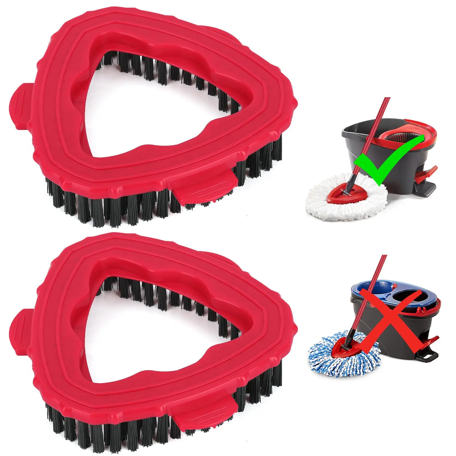 Scrub Head Brush Refills for O-Cedar EasyWring Spin Mop 1 Tank System Hard Bristle Cleaning Triangle Spin Mop Head for Velida Ocedar Clean for Shower