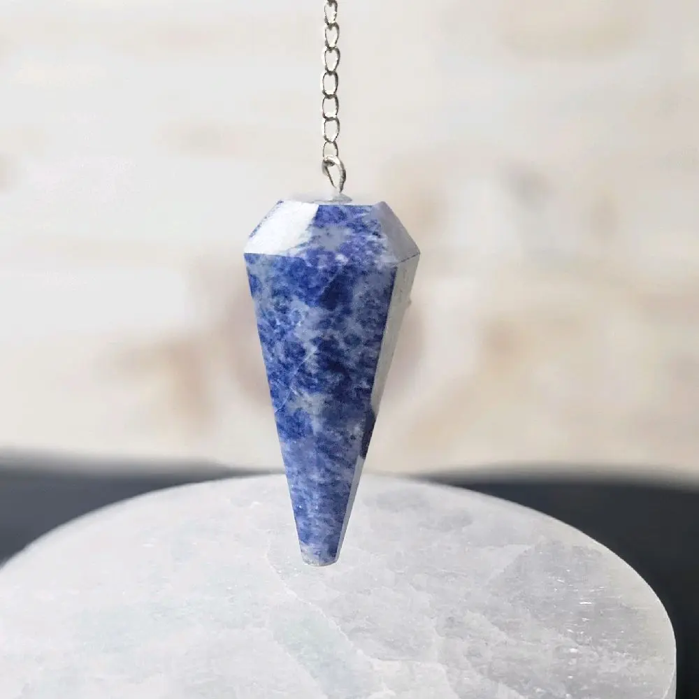 Sodalite Pendulum and Selenite Charging Plate Set