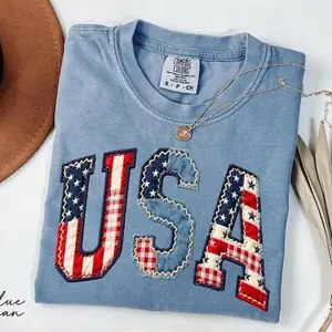 Comfort Colors USA Floral PRINT TShirt, FAUX Patchwork Patriotic Tee, Vintage USA Flag T-Shirt, Fourth of July Mama TShirt, 250 Years of Freedom Tee