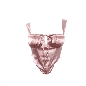 Alina Satin Corset Top - Pink