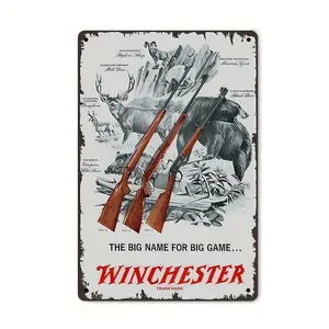 1count Vintage "Classic" Winchester Rustic Metal Tin Sign, 8"x12" Wall Art for Man Cave, Bar, Garage, Farmhouse & Cafe Decor
