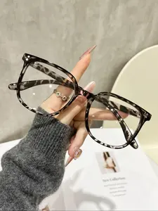 Unisex Square Pattern Flat Glasses, Fashionable Frames Glasses, Ideal for Vacation, Back-To-School, Daily Use, Computer TV Phone Accessories, All Seasons, Boho Style