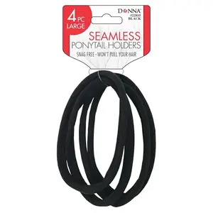 Donna Large Seamless Ponytail Holders for Women 4 Pieces in Black