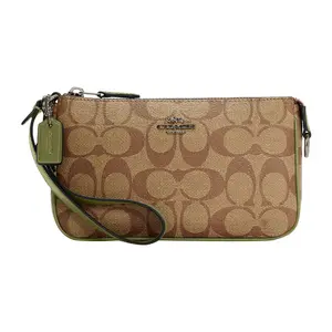 COACH Nolita 19 Classic Monogram Coated Canvas Crossbody Bag for Women, Small Size, Khaki and Olive Green