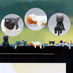 Set of 5/10 Mini Cat Desk Figurines Resin Multi-Pose Cute Cartoon-Style Kitty Desk Companions for Home Offices & Cubicles
