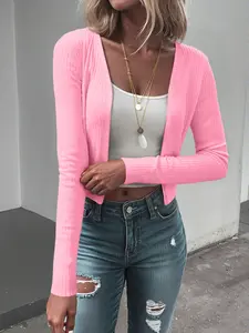 Women's Slim-Fit Deep V-Neck Ribbed Cardigan, Perfect for Office Commute, Pair with Suit Pants for Professional Look