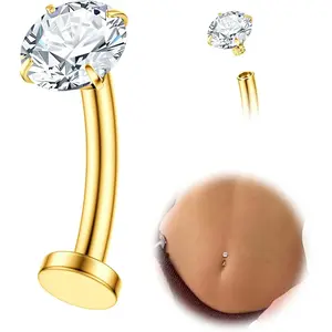 Floating Titanium Belly Button Rings Hypoallergenic G23 Titanium Internally Threaded Belly Ring 14G Belly Piercings for Women Navel Piercings Jewelry