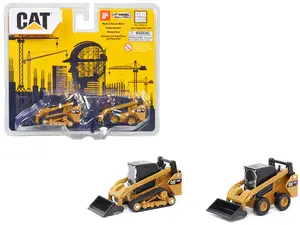 CAT Caterpillar 272D2 Skid Steer Loader Yellow & CAT 297D2 Compact Track Loader Set 1/64 Diecast Models by Diecast Masters