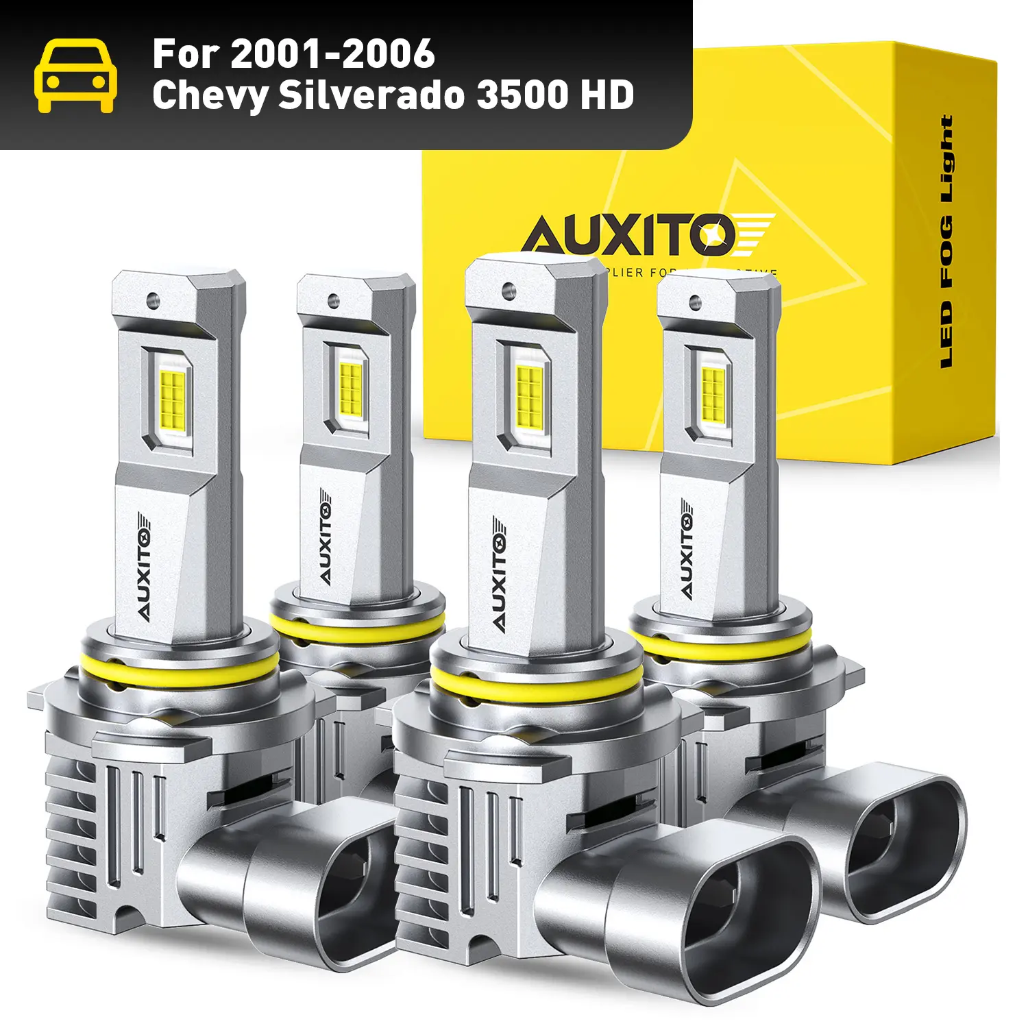AUXITO 2001-2006 Chevy Silverado 3500 HD -9005 High Beam+9006 Low Beam LED Headlight Bulbs, 30000LM 6500K Cool White, Plug and Play Replacement
