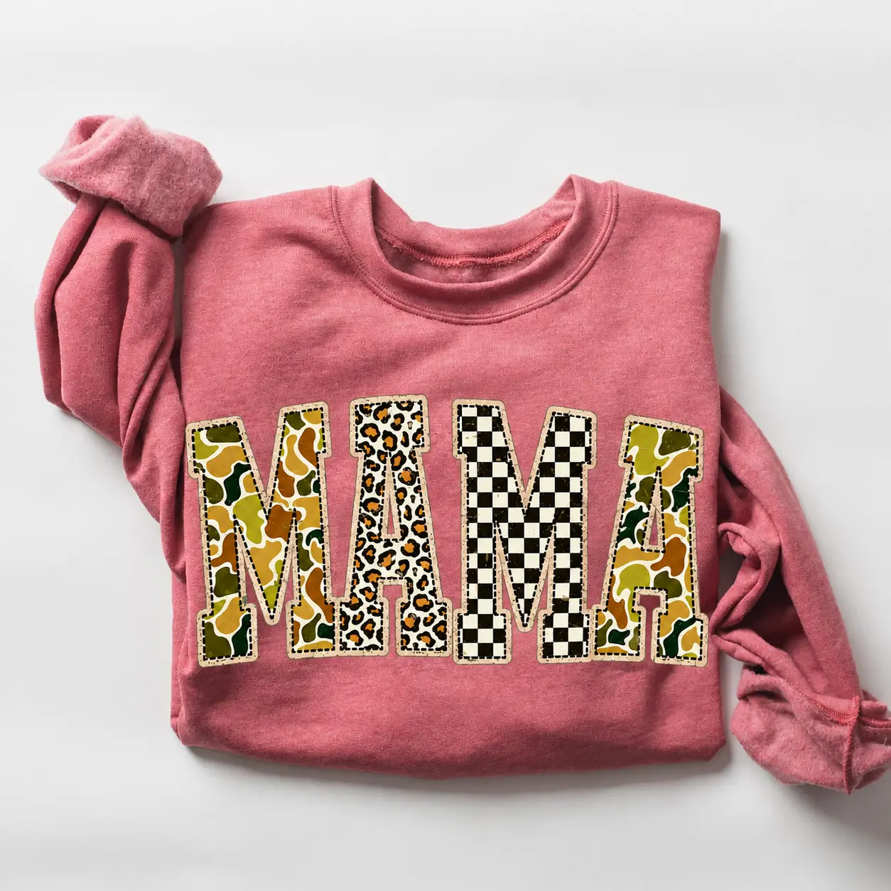 Mama Sweatshirt, Leopard Camo Checkered Mama Crewneck, Cute Mom Sweatshirt, Trendy Fall Family Sweatshirt, Mother Gift