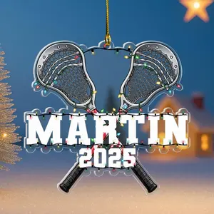 Personalized Lacrosse Christmas Ornament 2025, Custom Name Lacrosse Player Acrylic Decor, Gift for Friends Family Athletes