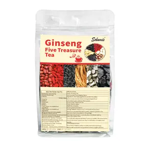 Nourishing Kidney Health Tea, Organic 5-Treasure Herbal Tea Blend with Red Date, Ginseng, Wolfberry, Combination Scented, 30 Triangular Bags Natural Beverage, Christmas-Thanksgiving Value Pack