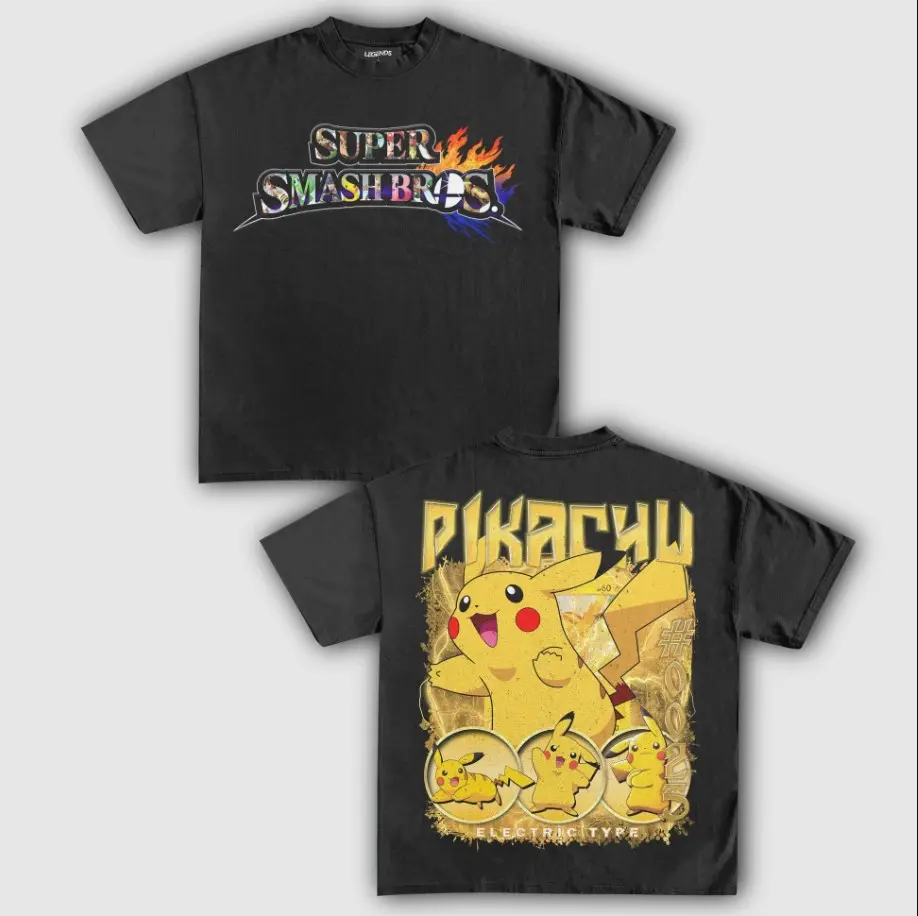 SUPER SMASH BROS PIKACHU TEE Clothing Hoodie Shirt Casual Cotton Cheap Brand Clothing For Daily Wear, Logo graphic Printed Shirt, Hoodie, Sweatshirt, Gift For Men And Women