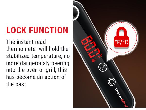 ThermoPro Ultra Fast Thermocouple Digital Instant Read Meat Thermometer with Lock Function & Large Backlit Display for Grilling BBQ Smoker Oven & Kitchen Cooking