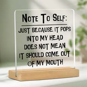 Fun Acrylic Desk Decoration Plaque Sign for Women, Stylish Office Home Decor with Stand, Unique Desktop Accessories, Perfect Gift for Colleagues, Desk Signs Ornament