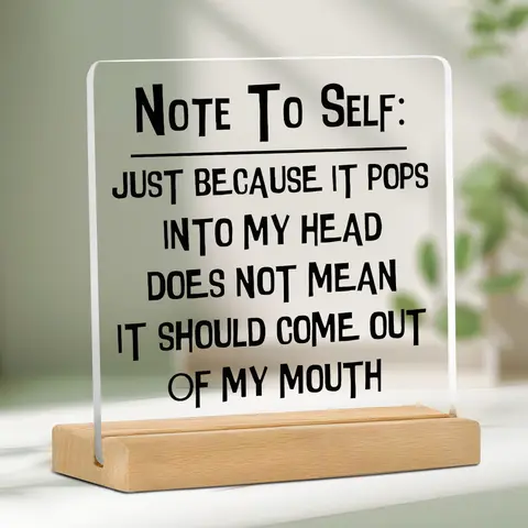 Fun Acrylic Desk Decoration Plaque Sign for Women, Stylish Office Home Decor with Stand, Unique Desktop Accessories, Perfect Gift for Colleagues, Desk Signs Ornament