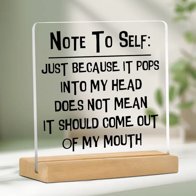 Fun Acrylic Desk Decoration Plaque Sign for Women, Stylish Office Home Decor with Stand, Unique Desktop Accessories, Perfect Gift for Colleagues, Desk Signs Ornament