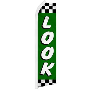Green Checkered Wind-Resistant Polyester Fabric Knit Flag - Festive & Party Supplies Backdrop Banner