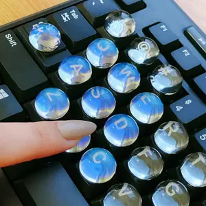 NadyType Ultra-Clear Typing Stickers for Long Nails - Nano-Glue Adhesive Keyboard Stickers- Fully Transparent and new iridescent options bubble stickers Compatible with Desktop,Laptop Keyboards,Essential for Typing and Gaming