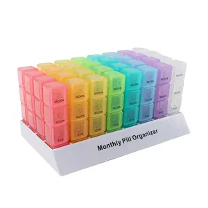 Monthly Pill Organizer Box, Daily 4 Times, 31 Days Pill Storage Container with 32 Daily Compartments, for Fish Oil, Vitamins, Supplements