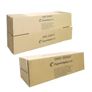 FixtureDisplays® 20 Pack 8X8X24" Printed Shipping Boxes, Full Overlap Flaps, Singlewall B Flute Cardboard Box for Shipping, Mailing, Packaging and Storage, Custom Size & Print Welcome 8X8X24-20PK