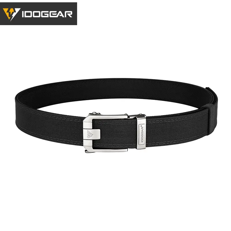 IDOGEAR Men's 1.5" Ratchet Belt with Quick Release Metal Buckle One-Touch Adjustable Belt No-Hole Casual Style All-match Nylon Belts 3543