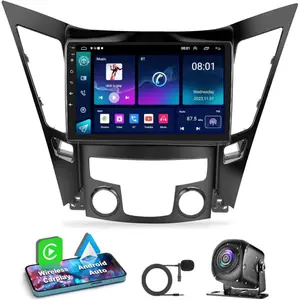 2G+64G/4G+64G for 【Hyundai Sonata 2010 2011 2012 2013 2014 2015】 Radio Android 13 Car Stereo Wireless CarPlay Android Auto Mirror Link GPS 9'' HD Touchscreen Bluetooth Car Radio FM/WiFi+Backup Camera Mic Camera&Mic