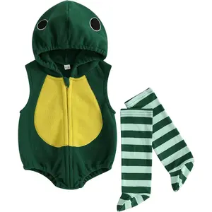 Baby Halloween Costumes Bee/Pumpkin/Ghost Costume Zipper Hooded Sleeveless Romper Stockings Infant Halloween Clothes
