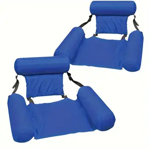 1pc / 2pcs Option blue & green Inflatable Water Floating Loungers for Pools, Beach Parties, Inflatable Water Hammock Chairs - Durable PVC Foldable Buoyancy Loungers with Armrests and Headrests, Portable Lounge Chairs for Relaxing at Beaches, Lakes, Pools