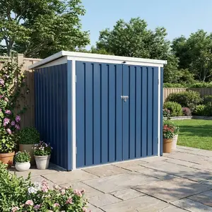 Metal Garbage Enclosure with Front Double Doors and Top Opening - Outdoor Trash Bin Shelter, Durable Metal Construction, Secure Storage, Easy Access, Weather Resistant