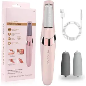 Rechargeable Electric Foot File, Waterproof Pedicure Kit, Wet & Dry Use Callus Remover Tool for Feet, Portable Foot Care Device with Replaceable Roller Heads for Home & Travel
