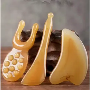 1pc Facial Massage Tools, Imitation Sheeps Horn Gua Sha Board, Tensile Rod, Face Special Resin Face Pulling Meridian Massage Stick, Face Lifting Roller