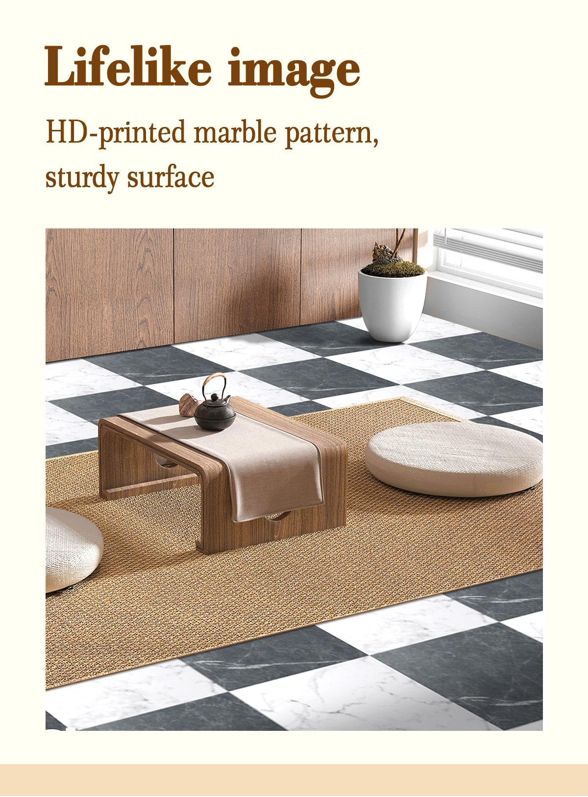 Art3d 12"x12" 30-Pack Peel and Stick Vinyl Tiles, Waterproof Self-Adhesive Checkerboard Tiles, Victorian tile floors, Black & White Marble Pattern