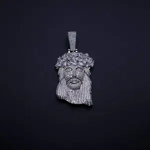 Fully Iced Out White Gold Big Jesus Pendant