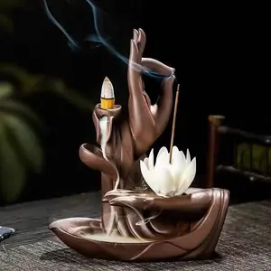 Buddha Hand Backflow Incense Burner | Magical Waterfall Smoke Effect for Stress Relief, Calm Meditation & Relaxing Zen Home Decor