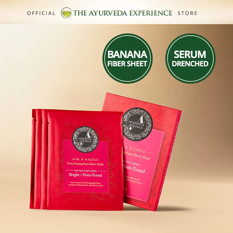 TAE Dim N Dazzle Even-Toning Face Sheet Mask – Brightens, Hydrates Dull, Dry, Aging Textured Skin - Unique ‘Serum-Drench Method’ with Sappan Wood Bark & Manjistha – Best Banana Fiber Sheet Mask for Glowing, Glass-Like Skin