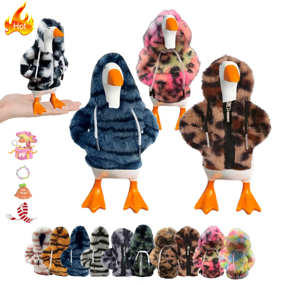 Plush Hoodies For Desk Goose Tabletop Desktop Goose Accesssories Costume For Magnetic Goose Statue Key Holder Funny Desk Geese Decor Costume Suitable For Cold Winter
