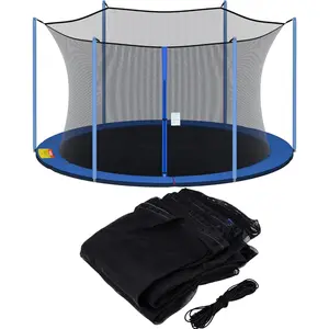 Trampoline Net , 12ft 13ft 14ft 15ft Round Frame Trampoline Safety Enclosure Netting with Adjustable Straps, Breathable Weather &  (NOT Included Poles)