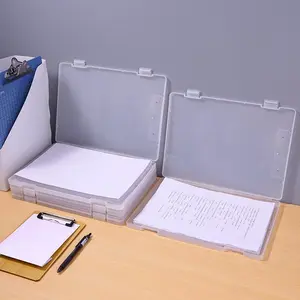 Transparent A4 File Folder, 6 Counts Portable Plastic Storage Box, Suitable for Letter Paper, Scrapbook Paper Storage Box, Document Magazine Clip, Office Supplies