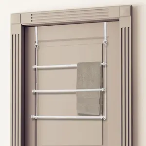 Over-The-Door 3 White Metal Towel Rack