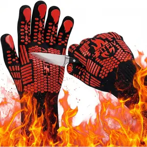 BBQ Gloves, Oven Gloves, 1472?F  Heat Resistant Barbecue Gloves,  Non-Slip Oven Mitts, Kitchen for Cooking, Grilling, and Baking