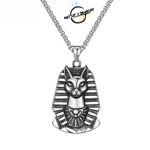 New Hip-Hop Retro Egyptian Pharaoh Cat Pendant Necklace | Egyptian Pharaoh | Hip-Hop Style | Rock Style | Fashion Accessory | Halloween | Holiday Gift | Unisex | Party Jewelry |