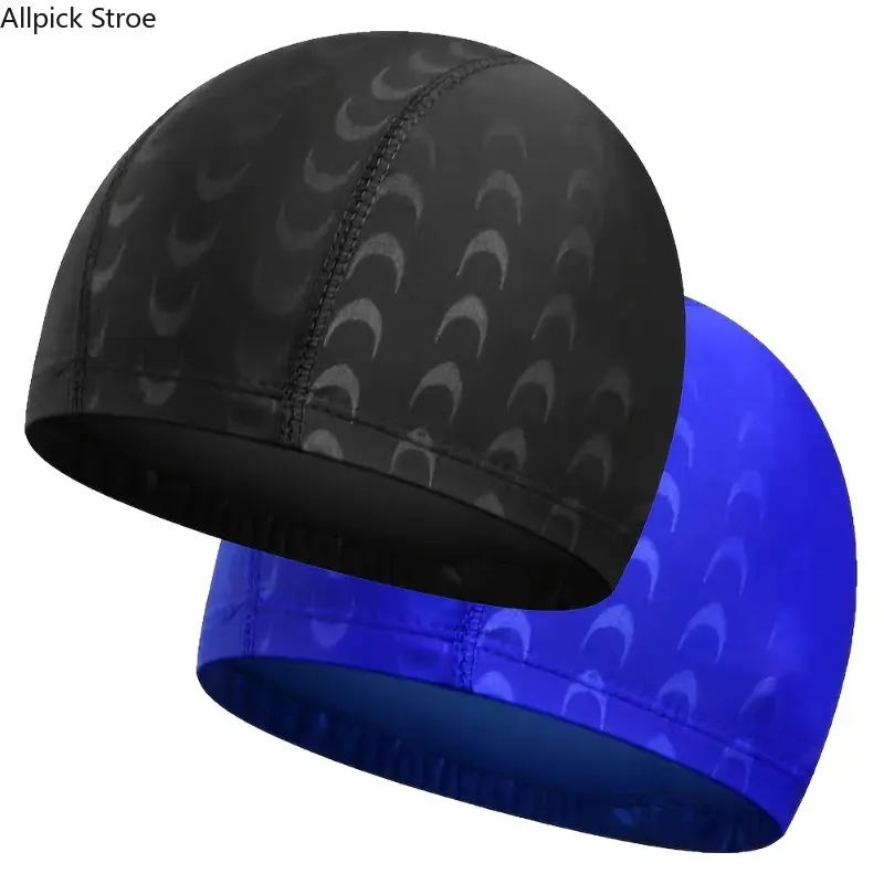Stretchy Polyester Swim Caps 2 Pack for Adults, Non-Slip and Quick-Dry Lightweight Design for Lap Swimming and Pool Training