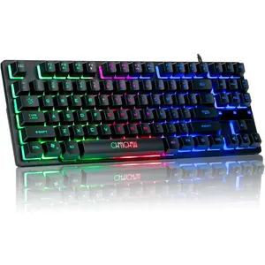 87-Key RGB Backlit Compact Gaming Keyboard-USB Wired Tenkeyless Keyboard For Laptop, For PS4, For Xbox, For PC Gaming and Work