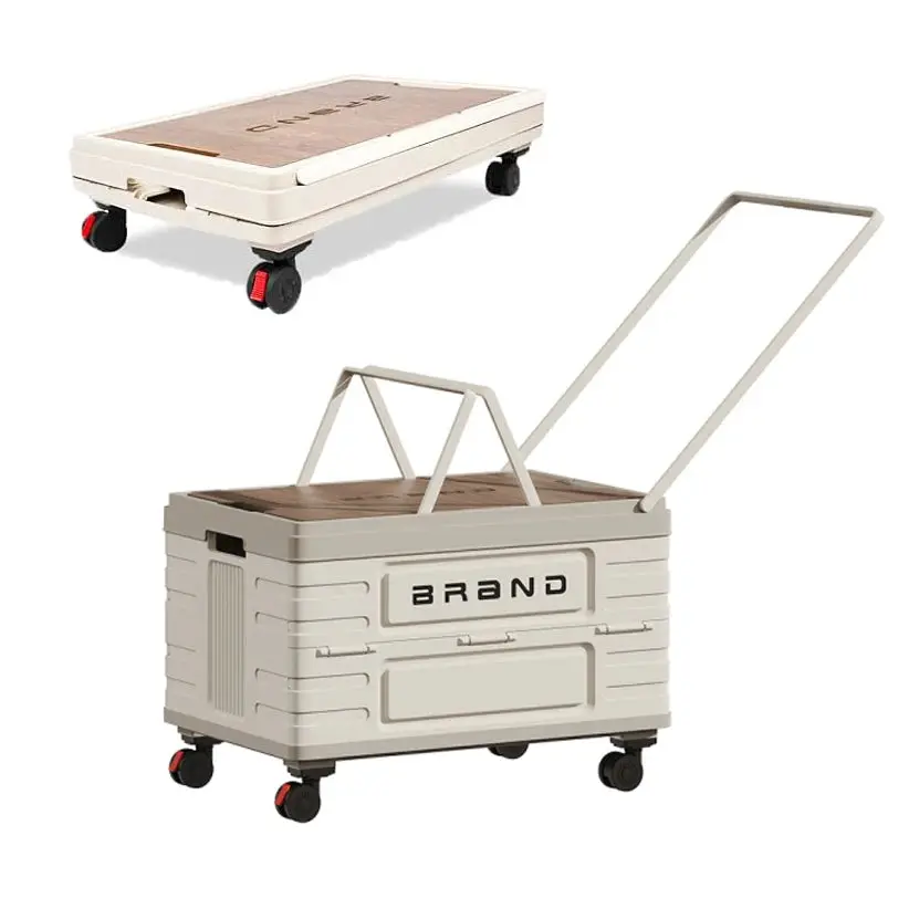 Reinforced 360° Rotating Foldable Storage Cart with 4 Silent Wheels, Folds Flat, Practical
