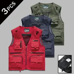 Men’s lightweight tactical vest for spring and summer—breathable, thin utility vest with a multi-pocket design; perfect for outdoor hiking, fishing, work, travel, and photography; stylish cargo waistcoat and sleeveless jacket., Tops, Activewear tiktokshop