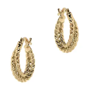 EternaGold Double Tube Torchon Hoop Earrings, 14K